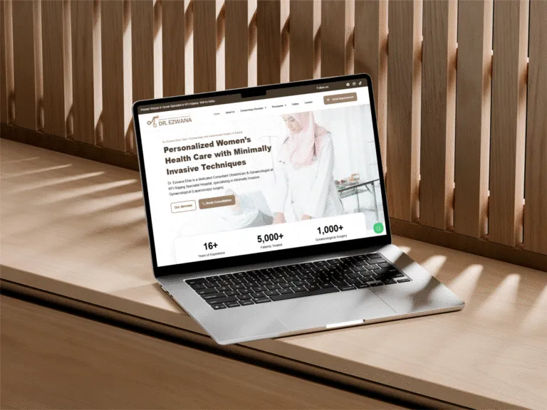 Laptop displaying a personalized health and wellness website, showcasing unique wellness techniques and services.
